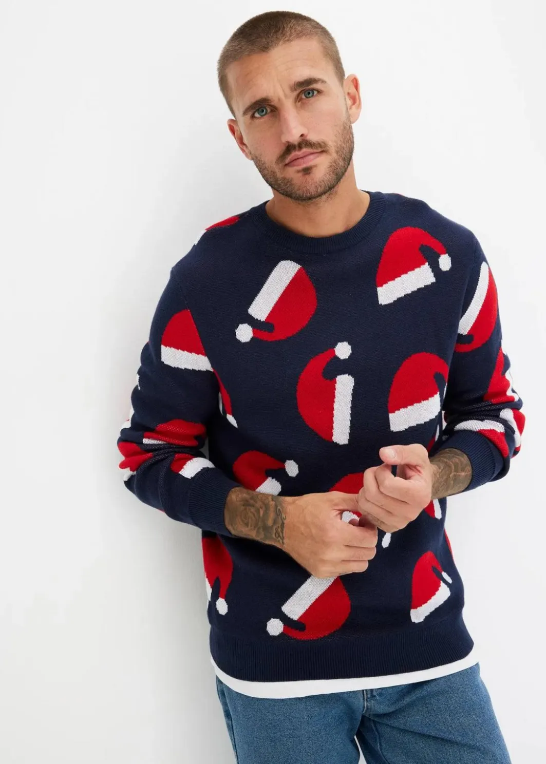 Herren bonprix Pullover & Strickjacken|Große Größen|Weihnachtspullover mit Baumwolle