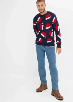 Herren bonprix Pullover & Strickjacken|Große Größen|Weihnachtspullover mit Baumwolle