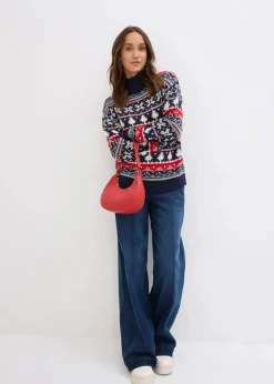 Weihnachtspullover mit Turtleneck Damen Bekleidung·Jeans|Nachhaltigere Materialien