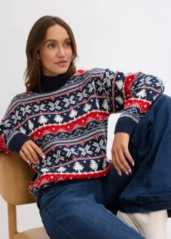 Weihnachtspullover mit Turtleneck Damen Bekleidung·Jeans|Nachhaltigere Materialien