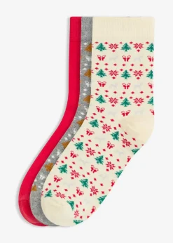 Damen bonprix Socken|Socken|Weihnachtssocken mit Bio-Baumwolle (3er Pack)