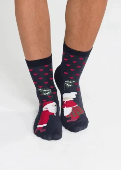 Damen bonprix Socken|Socken|Weihnachtssocken mit Bio-Baumwolle (3er Pack)