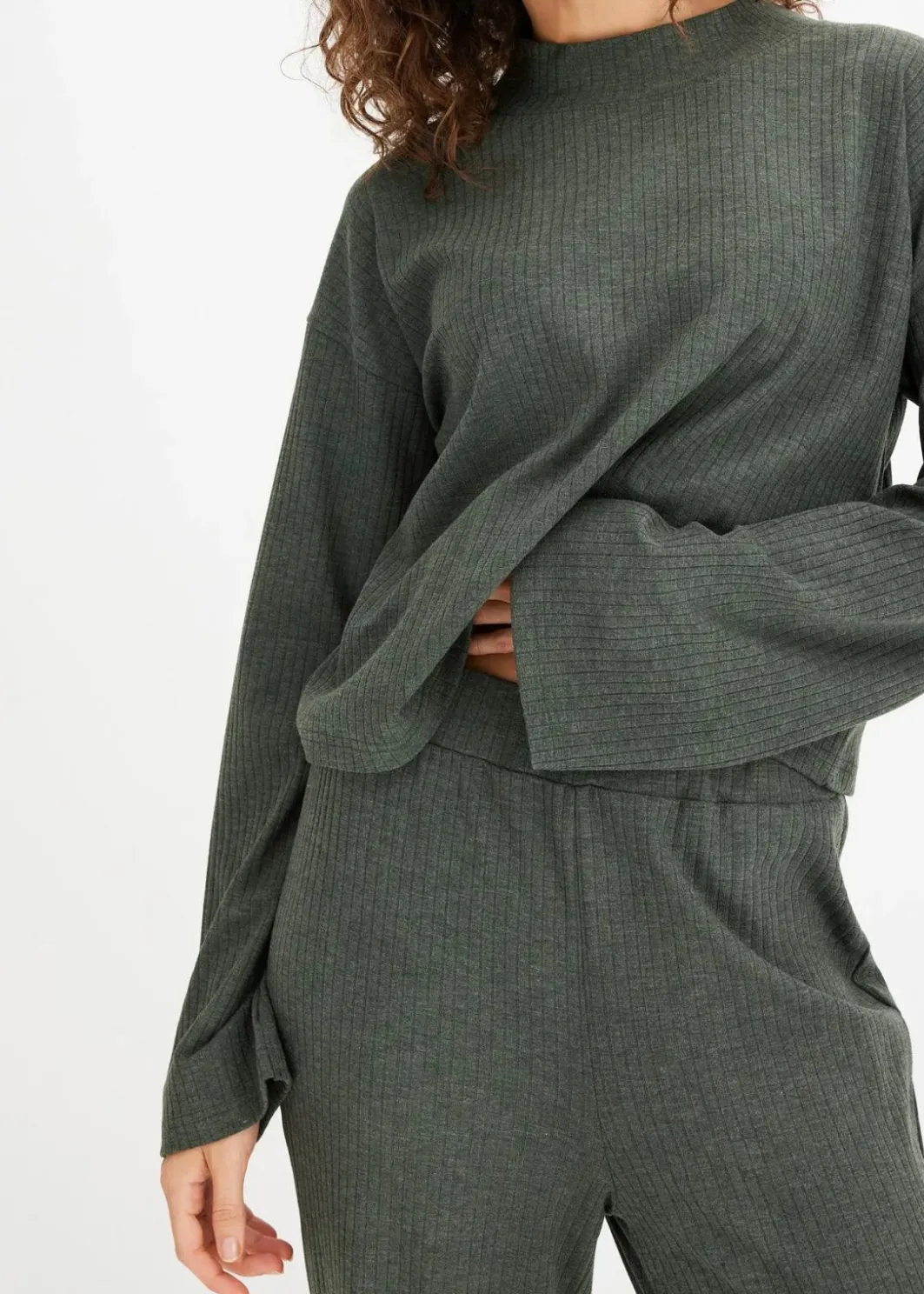 Damen bonprix Wäsche·Nachtwäsche|Wäsche·Homewear|Weit geschnittener Loungewear Hausanzug aus weicher Rippe