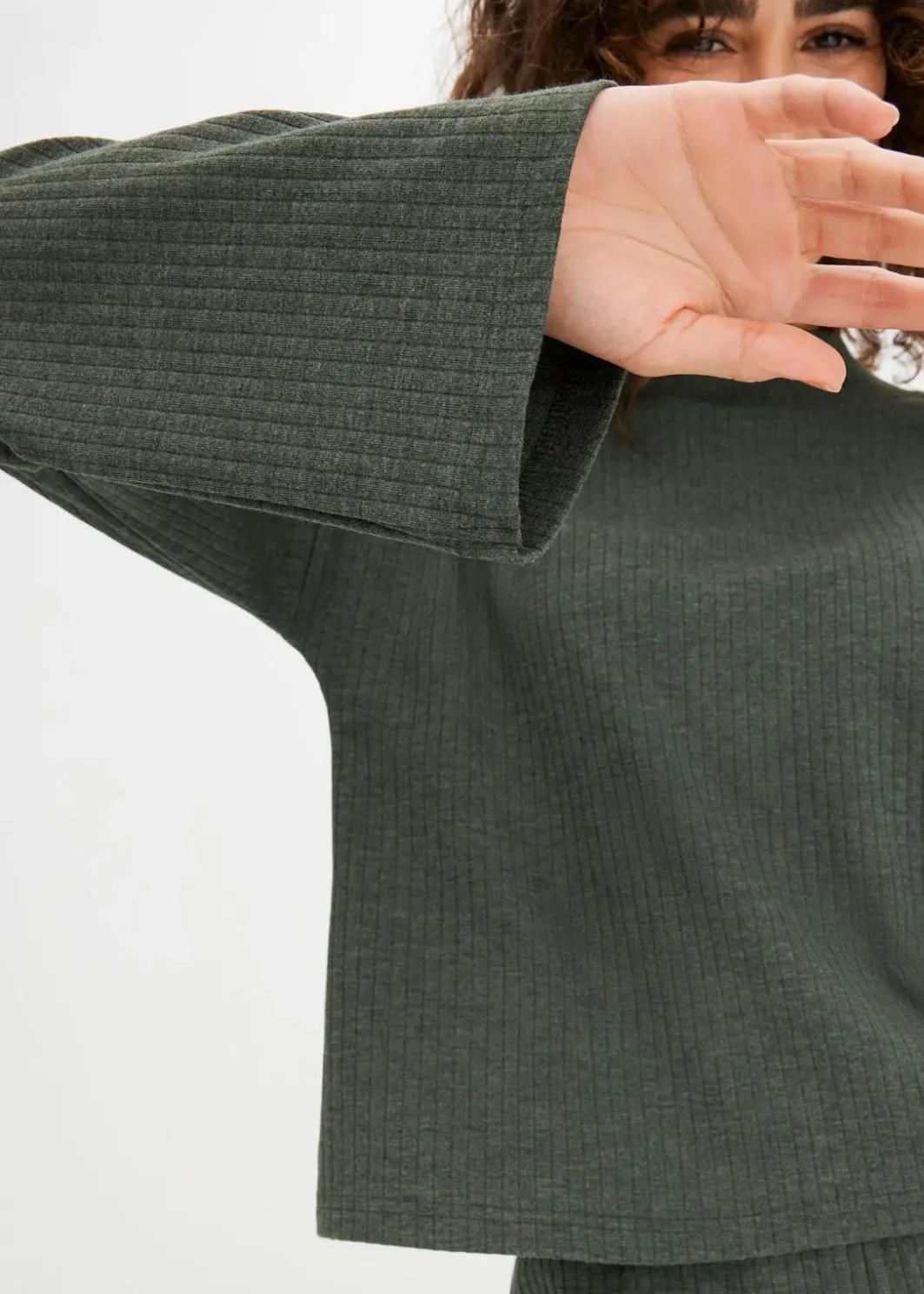 Damen bonprix Wäsche·Nachtwäsche|Wäsche·Homewear|Weit geschnittener Loungewear Hausanzug aus weicher Rippe