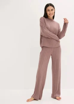 Damen bonprix Homewear|Nachtwäsche|Weit geschnittener Loungewear Hausanzug aus weicher Rippe