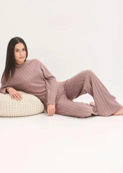 Damen bonprix Homewear|Nachtwäsche|Weit geschnittener Loungewear Hausanzug aus weicher Rippe