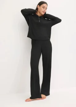 Damen bonprix Wäsche·Homewear|Wäsche·Nachtwäsche|Weit geschnittener Loungewear Hausanzug aus weicher Rippe