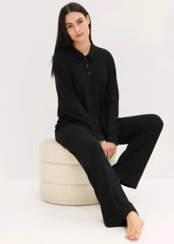 Damen bonprix Wäsche·Homewear|Wäsche·Nachtwäsche|Weit geschnittener Loungewear Hausanzug aus weicher Rippe