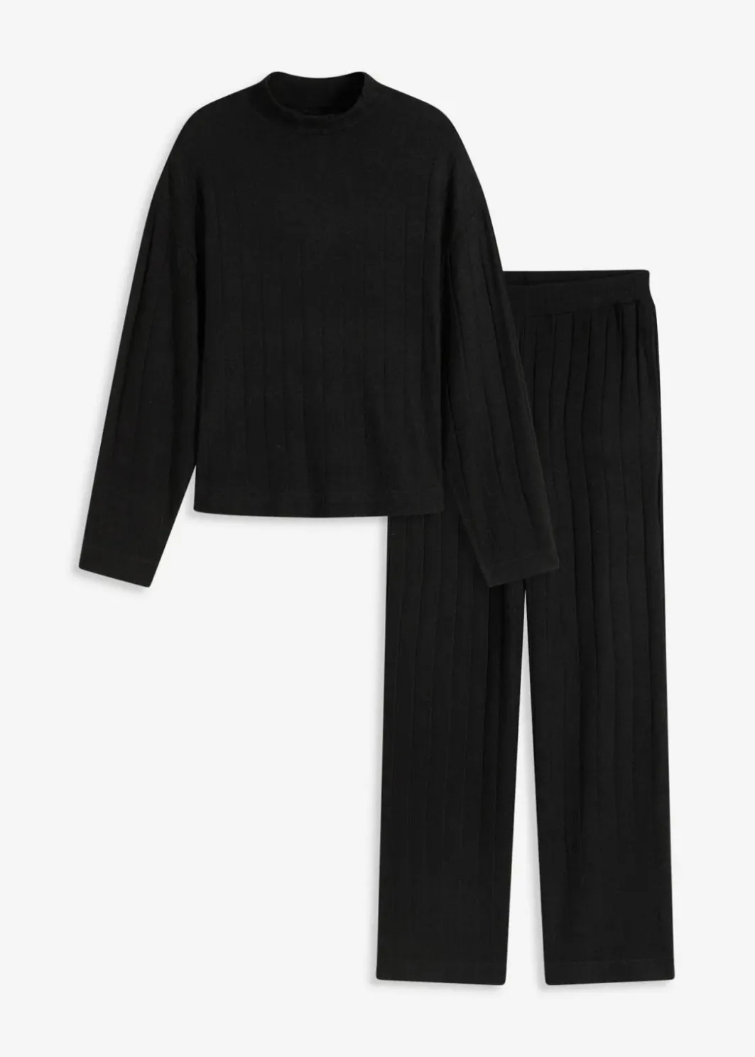 Hot Weit geschnittener Loungewear Hausanzug aus weicher Rippe Damen Homewear|Nachtwäsche