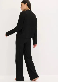 Hot Weit geschnittener Loungewear Hausanzug aus weicher Rippe Damen Homewear|Nachtwäsche