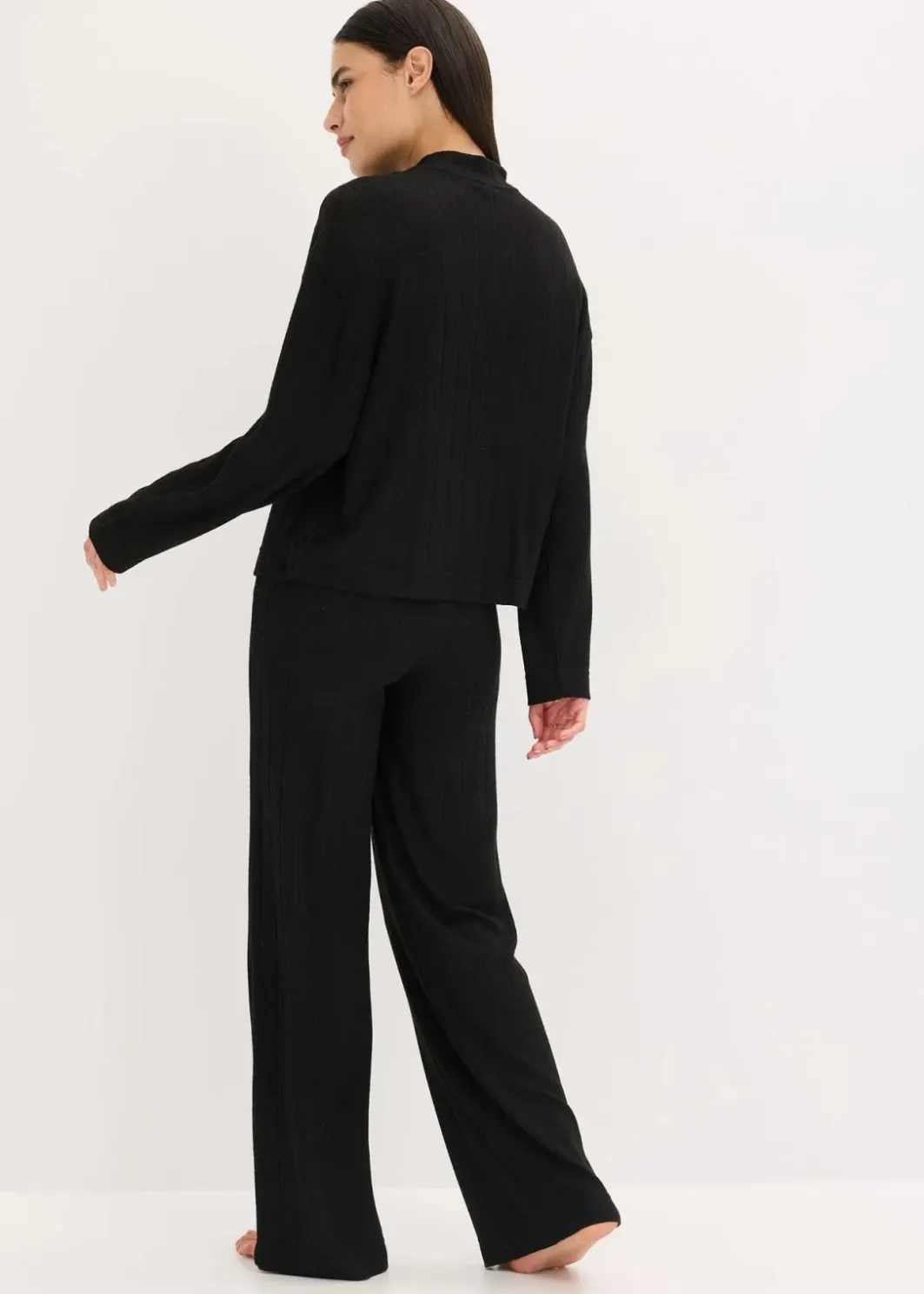 Hot Weit geschnittener Loungewear Hausanzug aus weicher Rippe Damen Homewear|Nachtwäsche