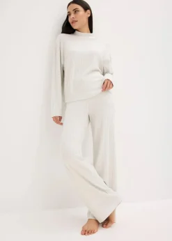 Damen bonprix Wäsche·Homewear|Wäsche·Nachtwäsche|Weit geschnittener Loungewear Hausanzug aus weicher Rippe