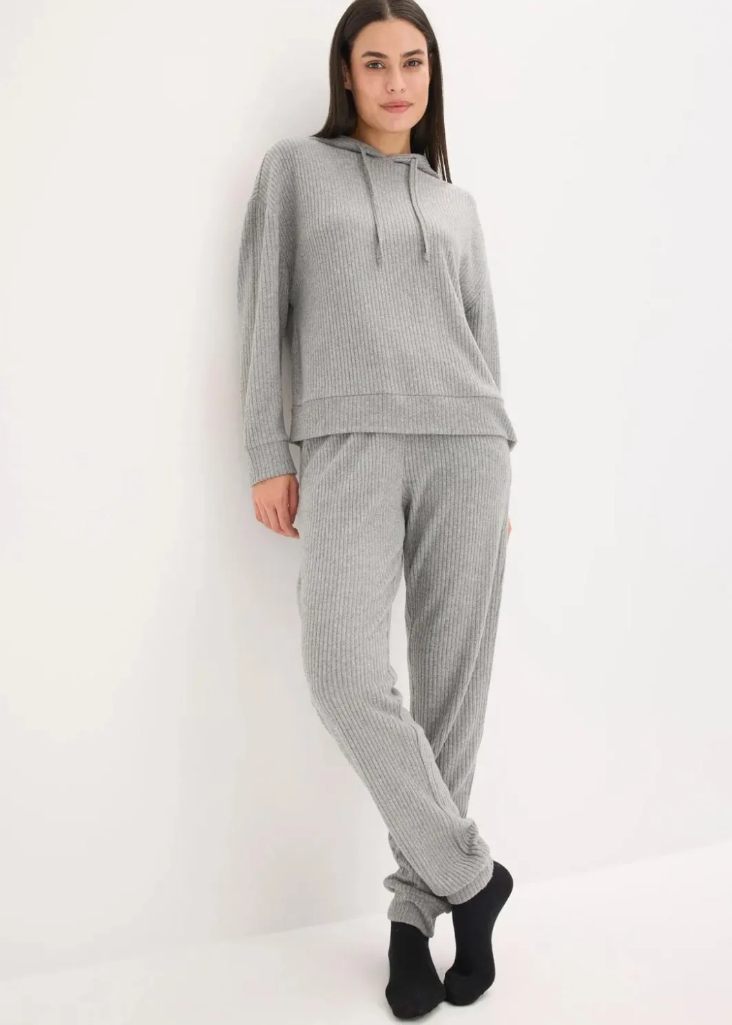 Damen bonprix Wäsche·Homewear|Wäsche·Nachtwäsche|Weit geschnittener Loungewear Hausanzug aus weicher Rippe