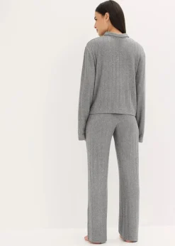 Damen bonprix Nachtwäsche|Homewear|Weit geschnittener Loungewear Hausanzug aus weicher Rippe