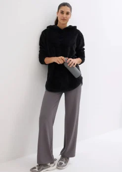 Damen bonprix Homewear|Sportwäsche|Weit geschnittener Loungewear Kuschel-Fleece Longpullover