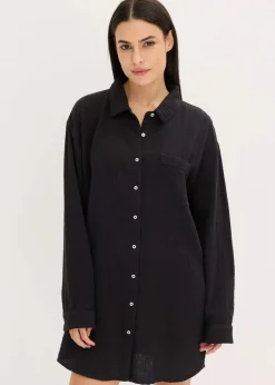Damen bonprix Wäsche·Homewear|Bekleidung·Strickmode|Weit geschnittenes Loungewear Nachthemd aus Musselin
