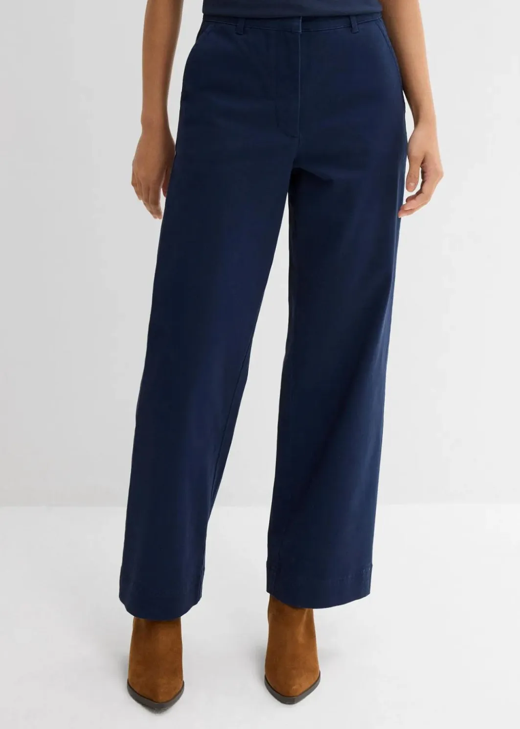 Damen bonprix Bekleidung·Kleider|Zweiteiler & Sets|Weite 7/8 Hose aus elastischem Bio-Baumwoll-Mix