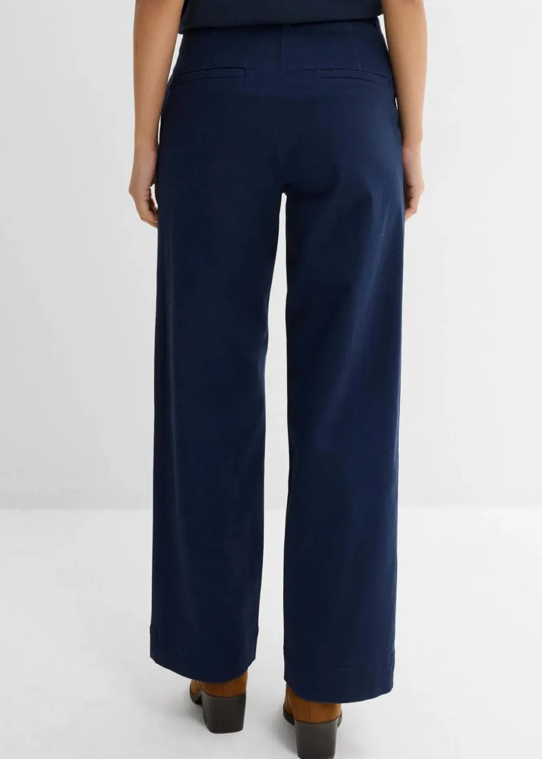 Damen bonprix Bekleidung·Kleider|Zweiteiler & Sets|Weite 7/8 Hose aus elastischem Bio-Baumwoll-Mix