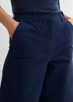 Damen bonprix Bekleidung·Kleider|Zweiteiler & Sets|Weite 7/8 Hose aus elastischem Bio-Baumwoll-Mix