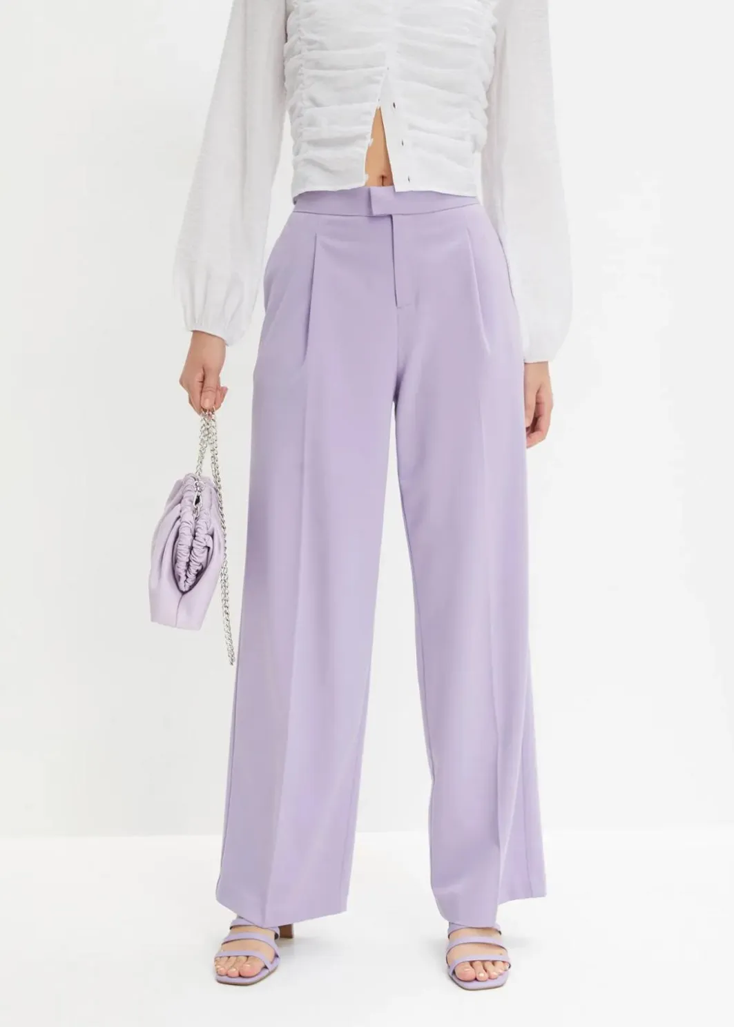 Damen bonprix Nachhaltigere Materialien|Hosen|Weite Bundfaltenhose