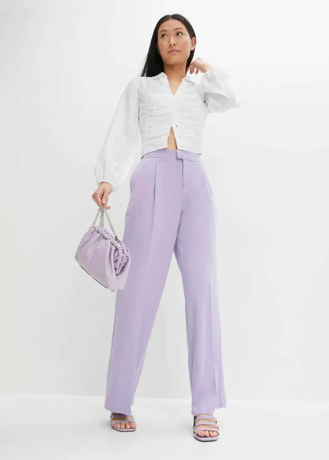 Damen bonprix Nachhaltigere Materialien|Hosen|Weite Bundfaltenhose