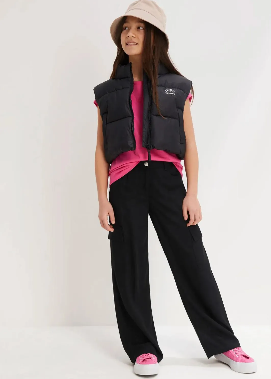 Kinder bonprix Mädchen 9-16 Jahre·Hosen & Leggings|Weite Cargohose aus fließender Viskose