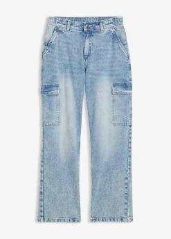 Kinder bonprix Mädchen 9-16 Jahre·Jeans|Weite Cargo-Jeans Mid Waist