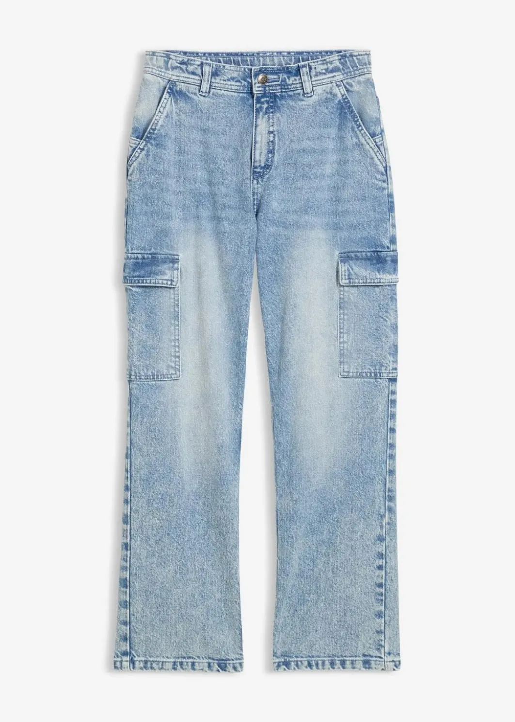 Kinder bonprix Mädchen 9-16 Jahre·Jeans|Weite Cargo-Jeans Mid Waist