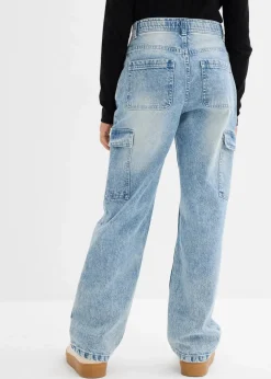Kinder bonprix Mädchen 9-16 Jahre·Jeans|Weite Cargo-Jeans Mid Waist