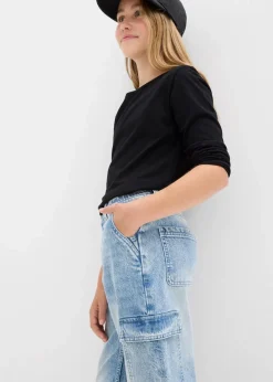 Kinder bonprix Mädchen 9-16 Jahre·Jeans|Weite Cargo-Jeans Mid Waist
