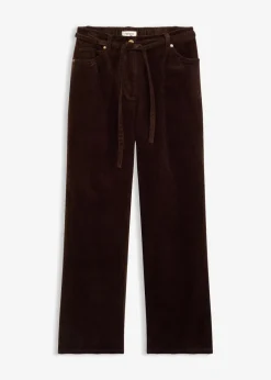 Damen bonprix Bekleidung·Kleider|Hosen|Weite Cordhose mit Bindegürtel