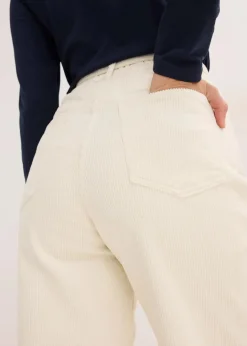 Damen bonprix Hosen|Bekleidung·Kleider|Weite Cordhose mit Bindegürtel