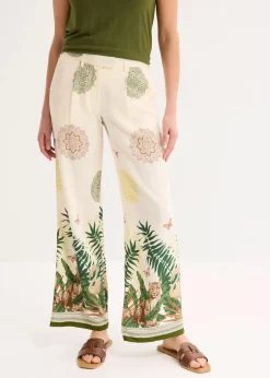 Damen bonprix Bekleidung·Kleider|Hosen|Weite Hose aus Viskose mit Bordürenprint