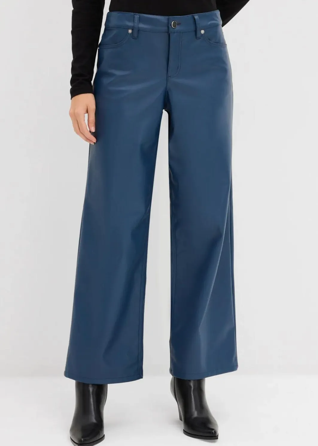 Damen bonprix Nachhaltigere Materialien|Hosen|Weite Lederimitat-Hose