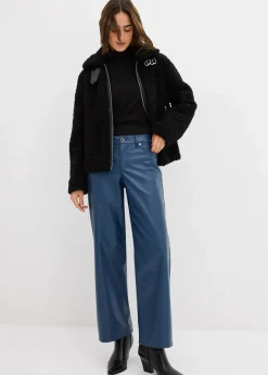 Damen bonprix Nachhaltigere Materialien|Hosen|Weite Lederimitat-Hose