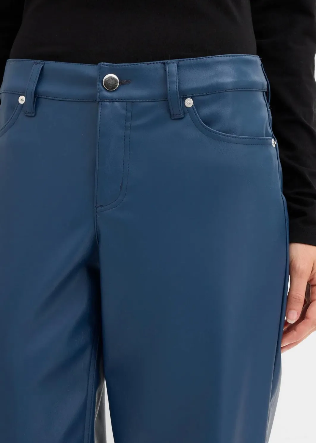 Damen bonprix Nachhaltigere Materialien|Hosen|Weite Lederimitat-Hose