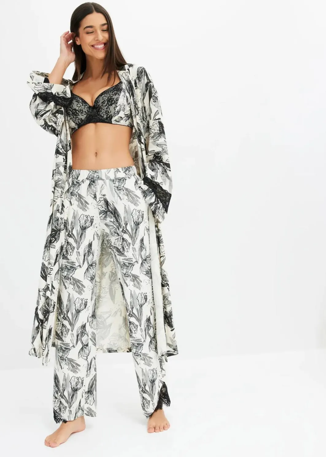 Damen bonprix Wäsche·Nachtwäsche|Nachhaltigere Materialien|Weite Pyjamahose aus softem Viskose-Mix