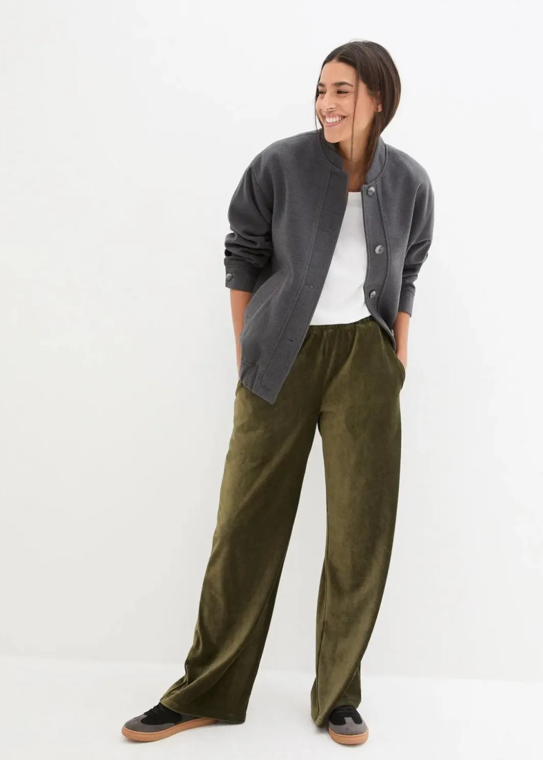 Damen bonprix Bekleidung·Kleider|Hosen|Weite Schlupfhose in Cordoptik