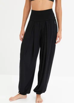 Damen bonprix Bekleidung·Sweat|Bekleidung·Kleider|Weite Sporthose mit umklappbaren Bund