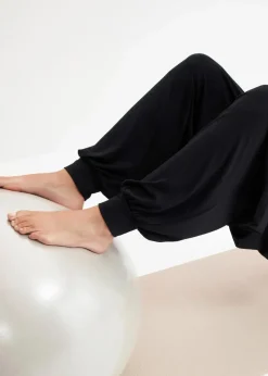 Damen bonprix Bekleidung·Sweat|Bekleidung·Kleider|Weite Sporthose mit umklappbaren Bund