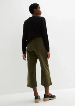 New Weite Stretchcord-Culotte mit High-Waist-Bequembund, 7/8-Länge Damen Bekleidung·Kleider|Hosen