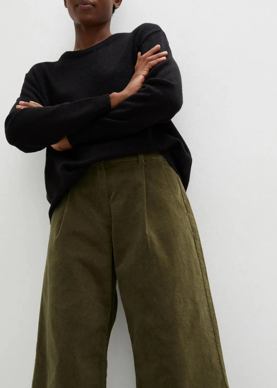New Weite Stretchcord-Culotte mit High-Waist-Bequembund, 7/8-Länge Damen Bekleidung·Kleider|Hosen
