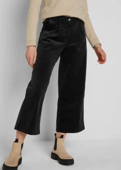 Discount Weite Stretchcord-Culotte mit High-Waist-Bequembund, 7/8-Länge Damen Hosen|Bekleidung·Kleider