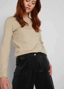 Discount Weite Stretchcord-Culotte mit High-Waist-Bequembund, 7/8-Länge Damen Hosen|Bekleidung·Kleider