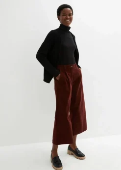 Sale Weite Stretchcord-Culotte mit High-Waist-Bequembund, 7/8-Länge Damen Hosen|Bekleidung·Kleider
