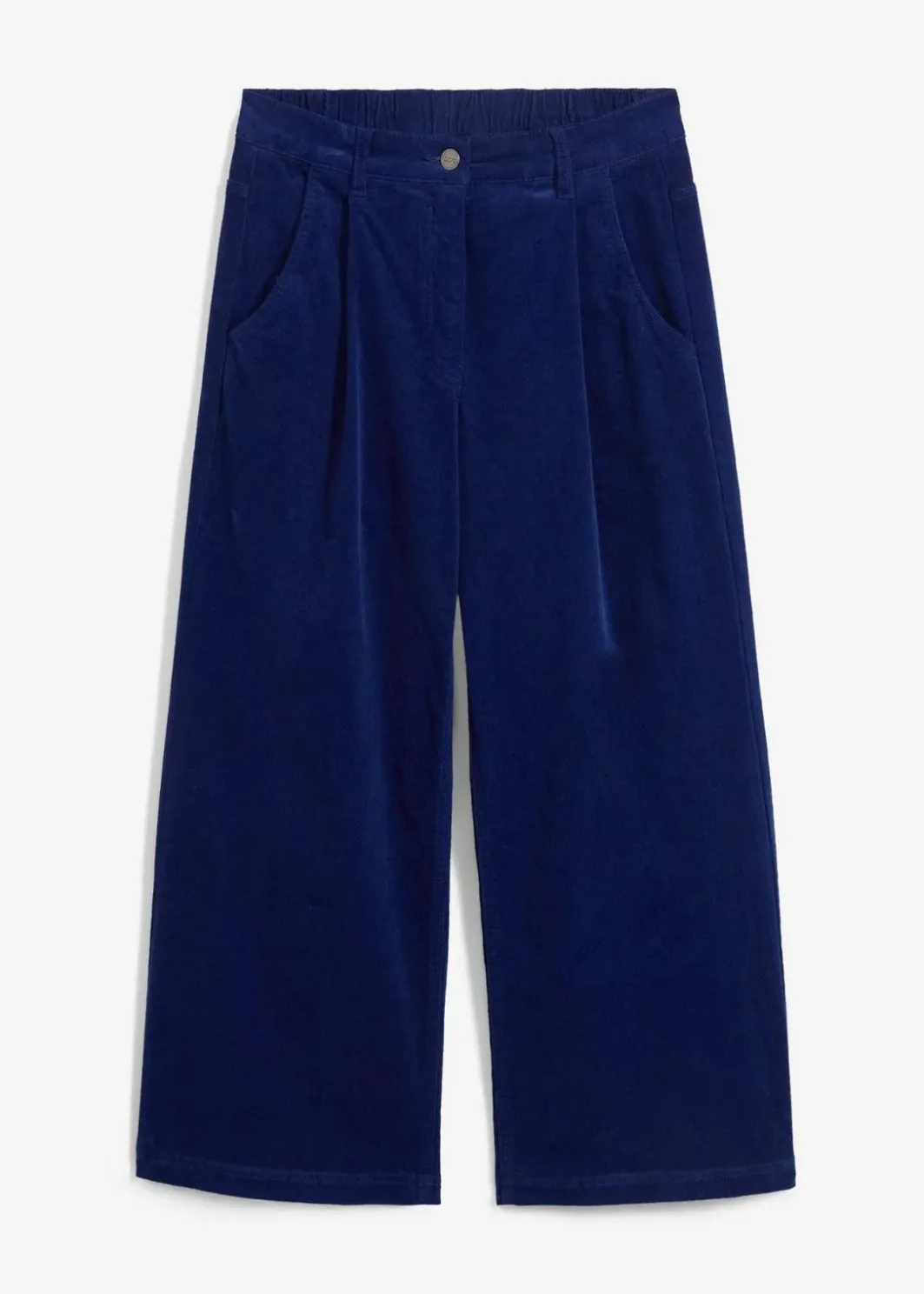 Damen bonprix Hosen|Bekleidung·Kleider|Weite Stretchcord-Culotte mit High-Waist-Bequembund, 7/8-Länge
