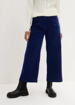 Damen bonprix Hosen|Bekleidung·Kleider|Weite Stretchcord-Culotte mit High-Waist-Bequembund, 7/8-Länge