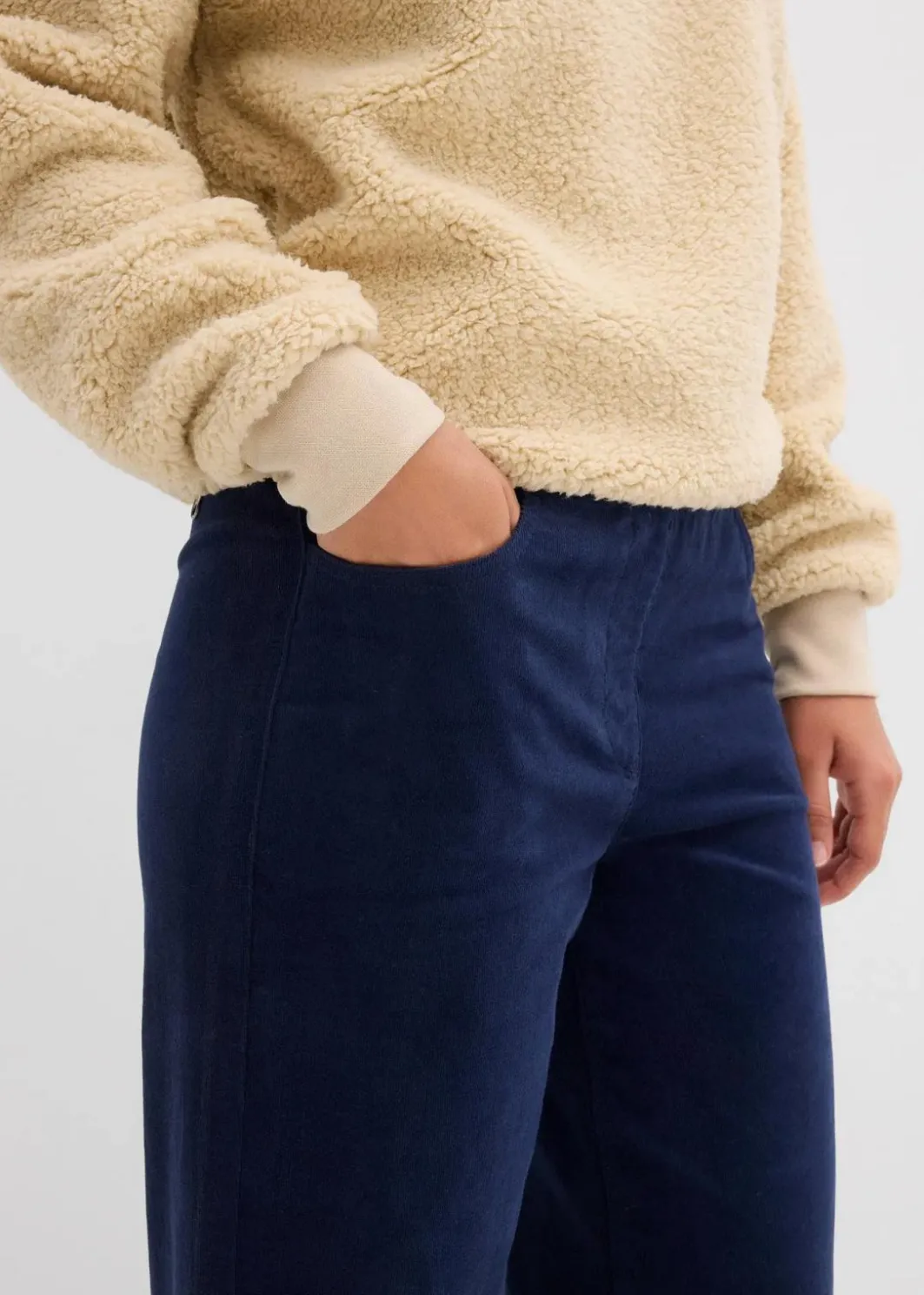 Damen bonprix Hosen|Bekleidung·Kleider|Weite Stretch-Cordhose, High-Waist