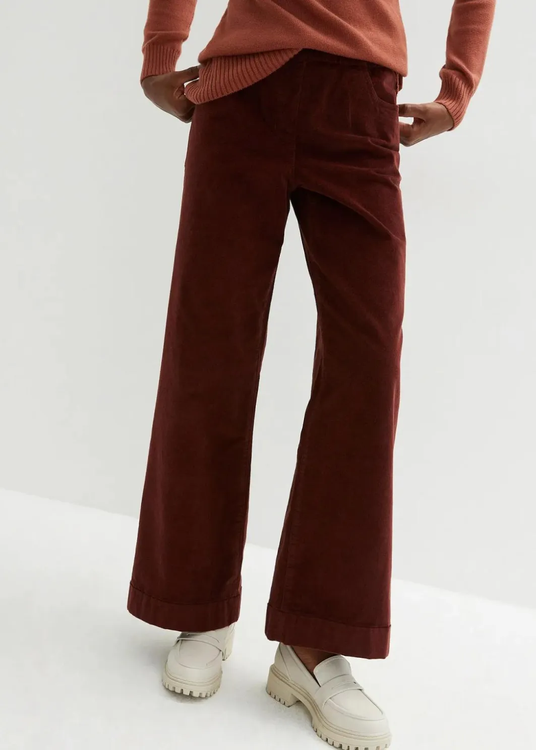 Sale Weite Stretch-Cordhose, High-Waist Damen Bekleidung·Kleider|Hosen