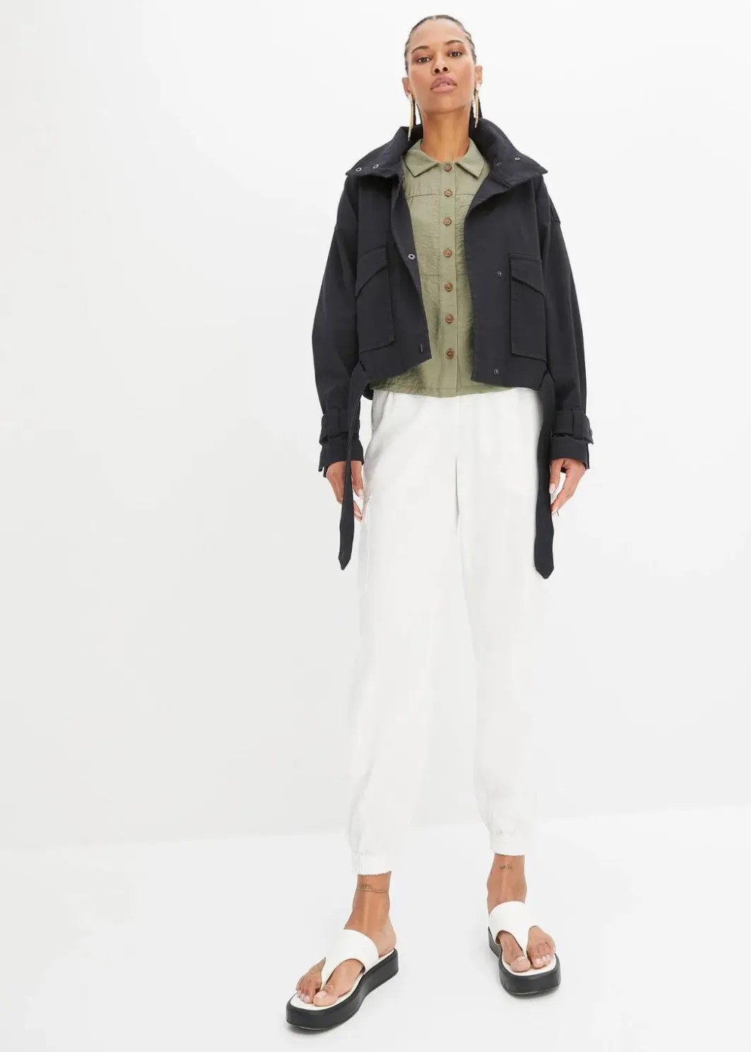 New Weite Twill-Jacke mit aufgesetzten Taschen Damen Nachhaltigere Materialien|Jacken & Mäntel